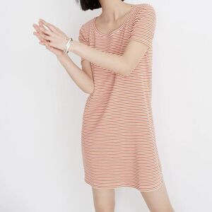 Madewell Swingy Tee Dress Sz XS Short Sleeve Scoop Neck‎ Relaxed Mini Red Stripe